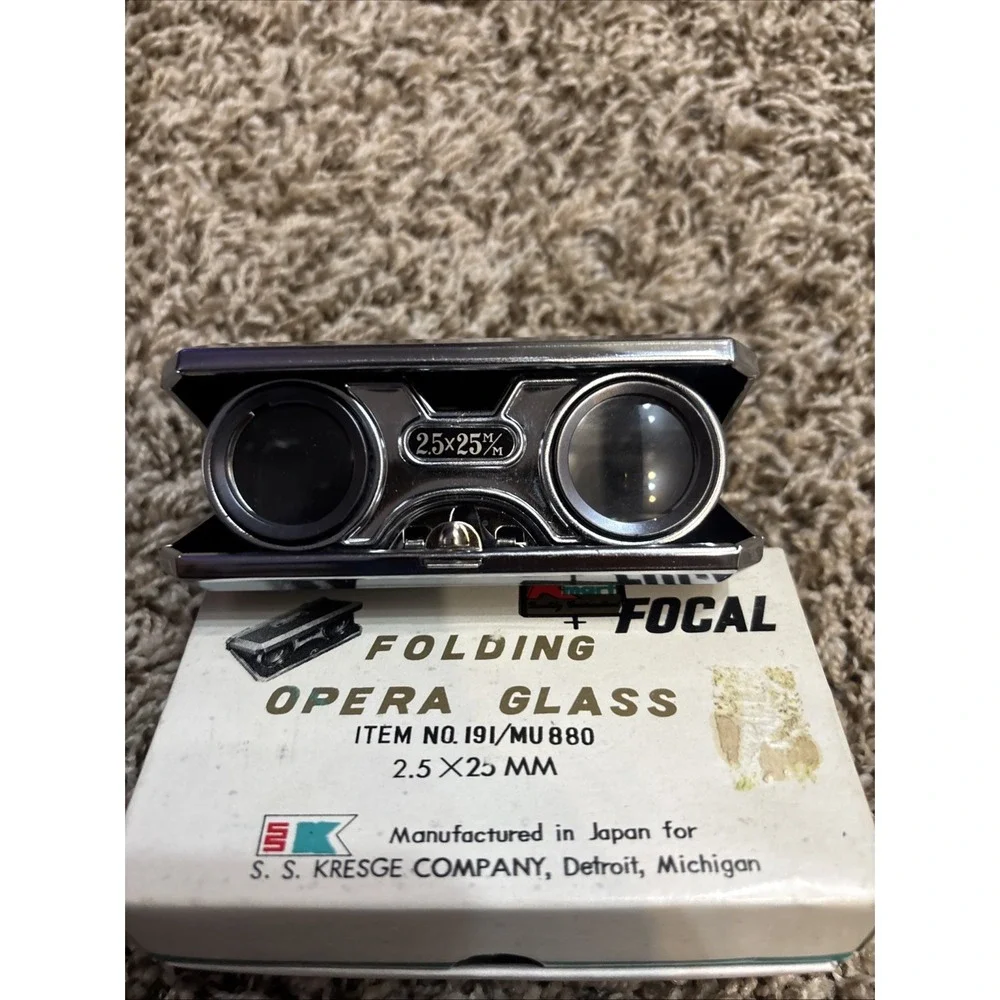 KMart Focal Folding Opera Glass Binoculars 2.5x25mm Japan Inc Orig Box Very Nice